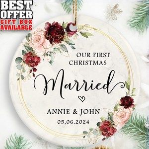 Personalized Our First Christmas Married Ornament Custom 2024
